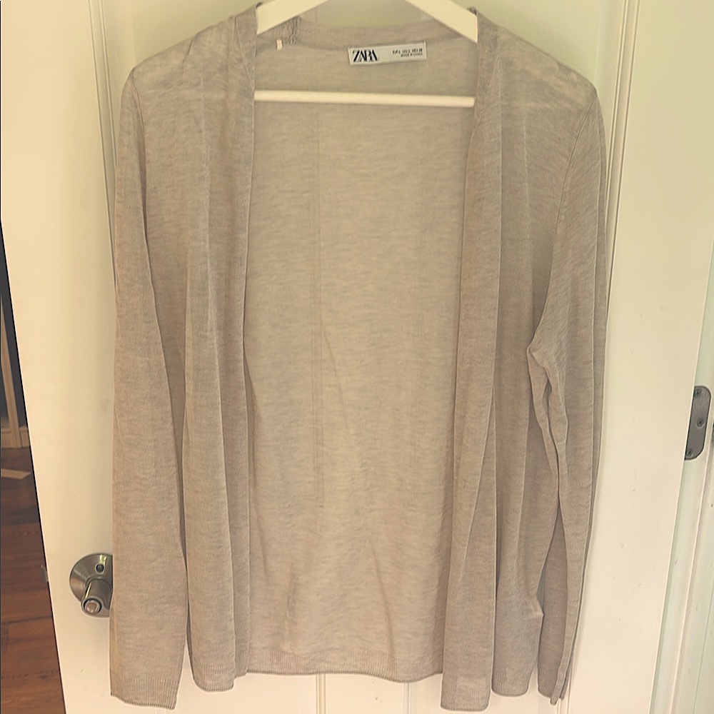 Zara Soft oatmeal Open-Front Cardigan